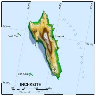 Topographic map of Inchkeith