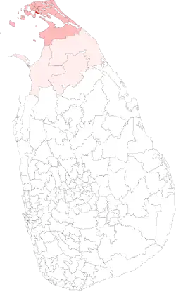 Location of Jaffna