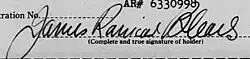 James Ranicar Blears signature