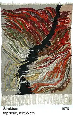 Structure, author's, hand-woven tapestry 81 × 65 cm, 1979
