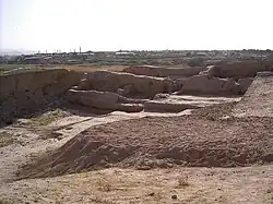 Ruined mudbrick walls of Kafir Kala
