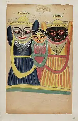 Jagannath with his siblings, Balabhadra and Subhadra.