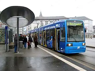 One out of ten bi-directional Flexity Classic trams in Kassel, Germany