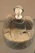 Female figurine of the "Bactrian princess" type; 2nd millennium BC; chlorite and calcite; Louvre