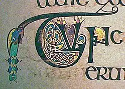 A graphic decoration in the Book of Kells, c. 800