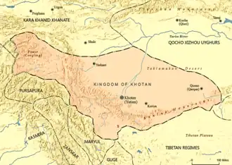 Map of the kingdom of Khotan circa 1000.