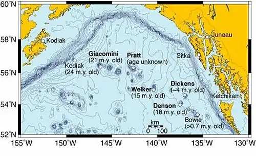 Map of the Kodiak-Bowie seamount chain