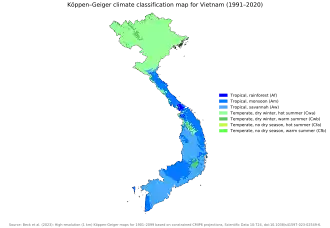 An image of the Köppen climate classification map of Vietnam