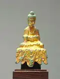 Seated Buddha, Goguryeo, second half of 6th century. Gilt bronze, h. 8.8 cm. National Museum of Korea.