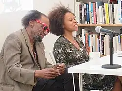Nichols with the late writer and gallerist Steve Cannon at the Independent Curators International Hub in New York City, September 2016