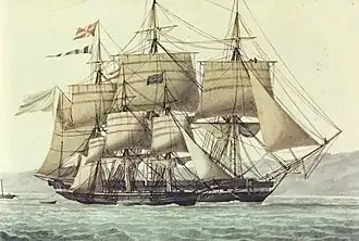 Junon, under Captain Rosamel, capturing a Spanish privateer on 3 March 1823 at 10 in the morning.