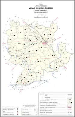 Map showing Narsinghpur (#819) in Lalganj CD block
