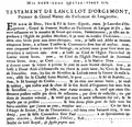 Testament of Lancelot of Orgemont, 1286. The installation of a real Parliament in Toulouse in 1273 chaired by a certain Lancelot d'Orgemont is disputed.[62] The original of the document presented here could date from the 15th century.