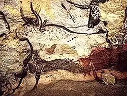 Aurochs on a cave painting in Lascaux, France