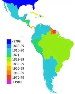 Image 23Countries in Latin America by date of independence (from History of Latin America)