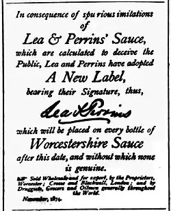 New label with signature to address "spurious imitations calculated to deceive the Public"