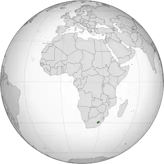Location of Lesotho (dark green)
