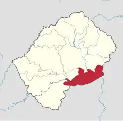 Map of Lesotho with the district highlighted