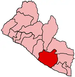 Map of Liberia showing Sinoe County.