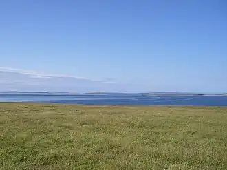 The view north from Linga Holm, towards Sanday