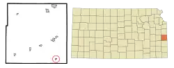 Location within Linn County and Kansas