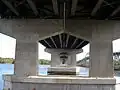 Underside of the Rowe bridge, showing the dual two-lane spans