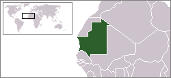Location map for Mauritania, within Africa.