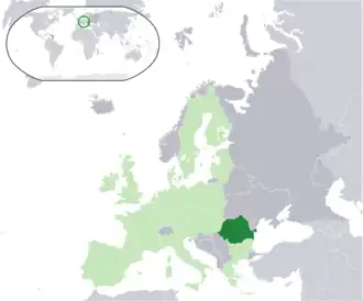 Location of Romania