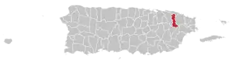 Map of Puerto Rico highlighting Canóvanas Municipality