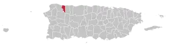 Map of Puerto Rico highlighting Quebradillas Municipality