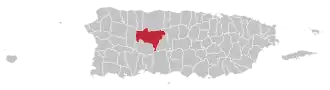 Map of Puerto Rico highlighting Utuado Municipality