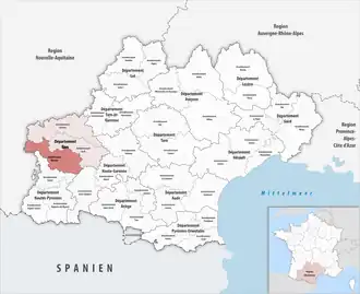 Location within the region Occitanie