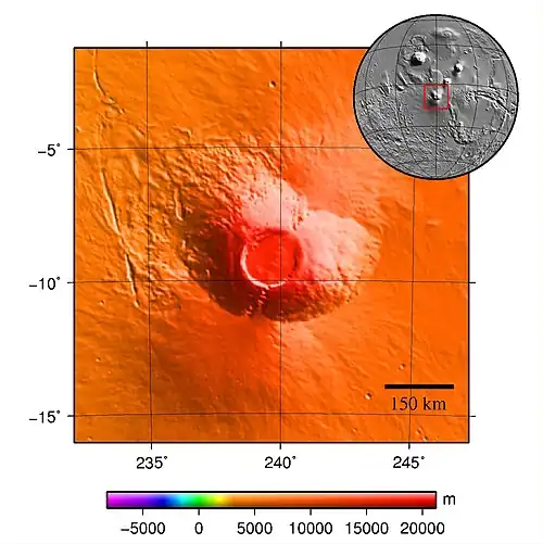 Topography around Arsia Mons