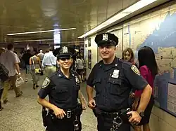 Two members of the MTA Police in Penn Station.