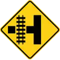 W10-3L Side road with parallel tracks (left)
