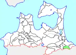 Location of Nangō in Aomori Prefecture