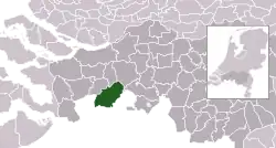 Highlighted position of Zundert in a municipal map of North Brabant