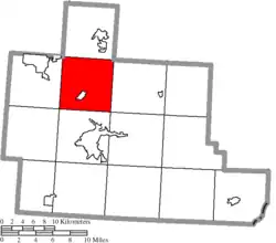 Location of Dover Township in Athens County