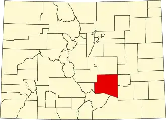 Map of Colorado highlighting Pueblo County