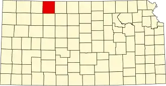 Map of Kansas highlighting Norton County
