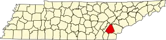 State map highlighting McMinn County