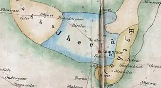 Kaithal State exclave near Sangrur, ca. 1829-35 map by G. R. Clerk.