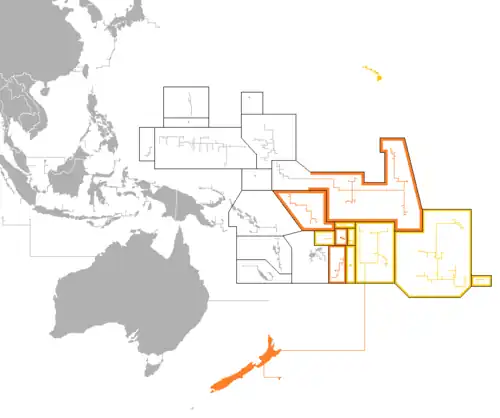 Image 24Outline of sovereign (dark orange) and dependent islands (bright orange) (from Polynesia)