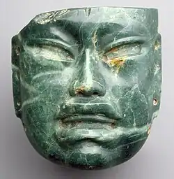 Mask; 10th–6th century BC; jadeite; height: 17.1 cm, width: 16.5 cm; Metropolitan Museum of Art