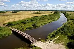 View of Kloostri meadow and bridge over Kasari River