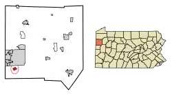 Location of West Middlesex in Mercer County, Pennsylvania.