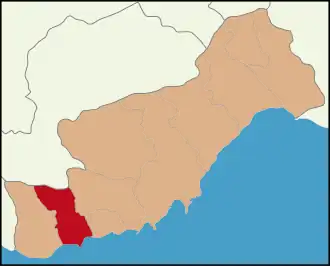 Map showing Bozyazı District in Mersin Province