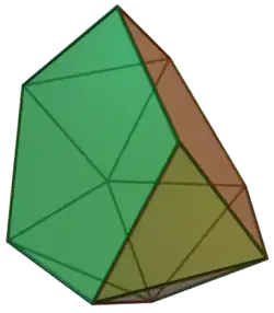 Metabidiminished icosahedron: a Johnson solid obtained by removing two pentagonal pyramids from a regular icosahedron, resulting in ten triangles and two pentagons. It is C2v symmetry of order 4.[16][15]