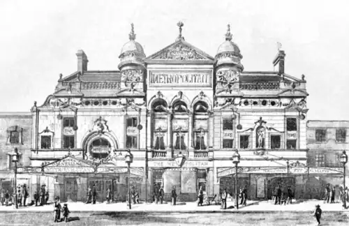 drawing of elaborate Victorian theatre front