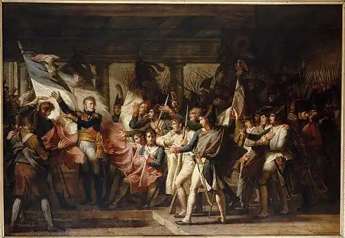 The soldiers of the 76th Ligne receive their banners from Marshal Ney, 1808